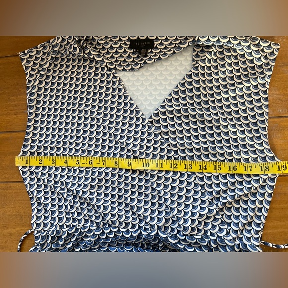 Ted Baker Leilann Masquerade Pleated Midi Dress Faux Wrap Geometric Pattern - Picture 10 of 15